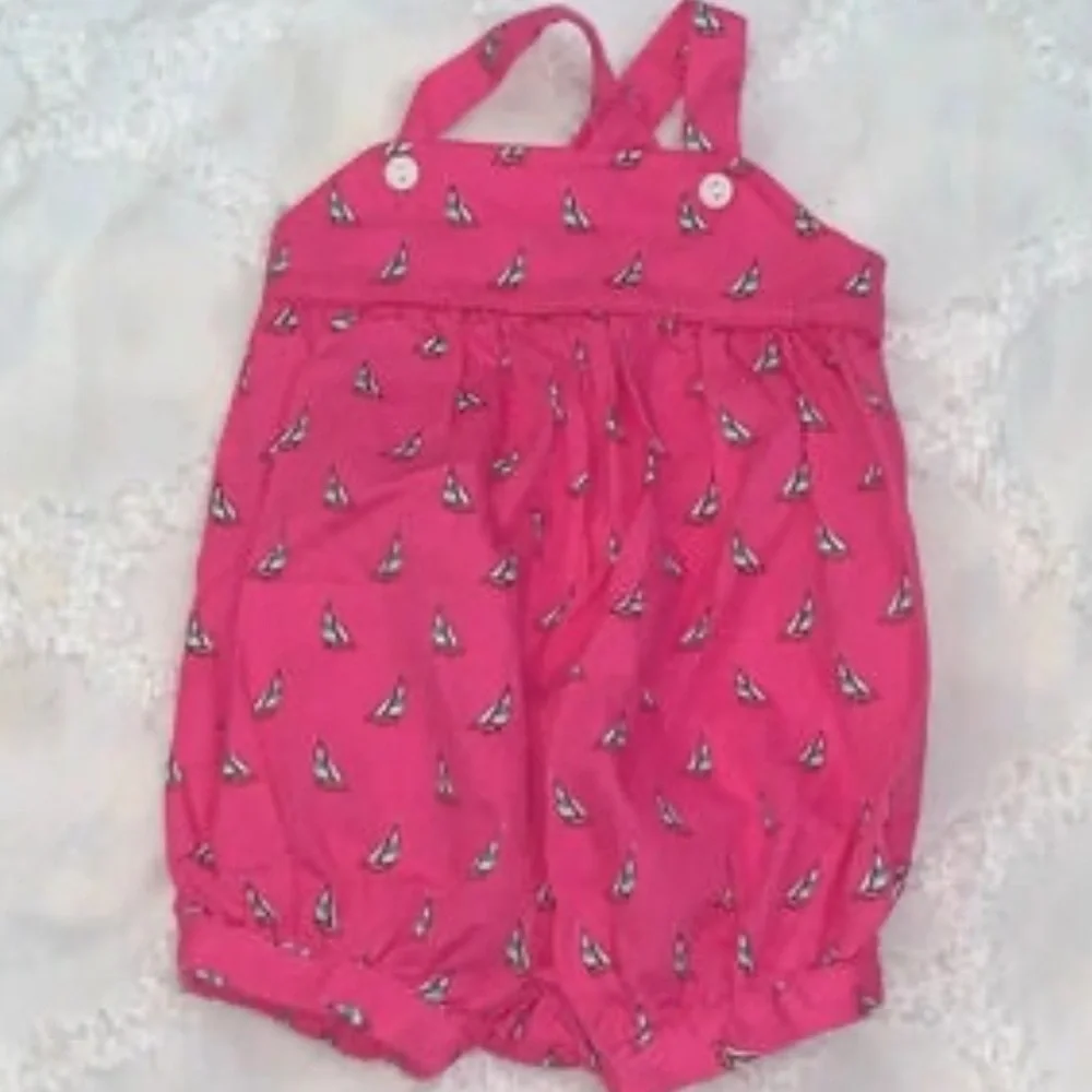 Vintage Ralph Lauren Pink Sailboat Bubble Romper 6 Months Jumpsuit